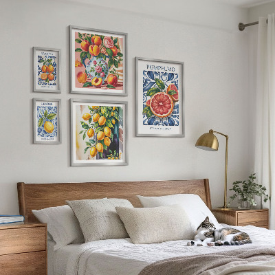 Set di 5 quadri agrumi estivi e soleggiati