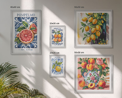 Set di 5 quadri agrumi estivi e soleggiati
