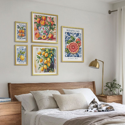 Set di 5 quadri agrumi estivi e soleggiati