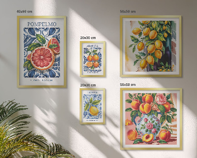 Set di 5 quadri agrumi estivi e soleggiati