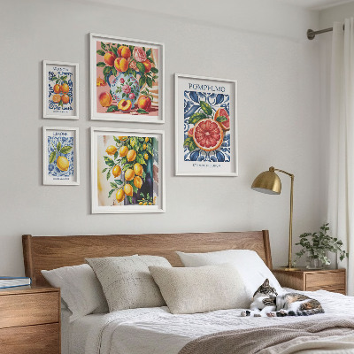 Set di 5 quadri agrumi estivi e soleggiati