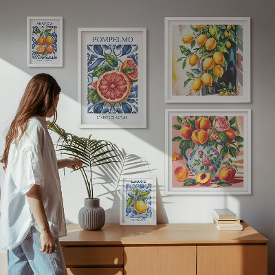 Set di 5 quadri agrumi estivi e soleggiati