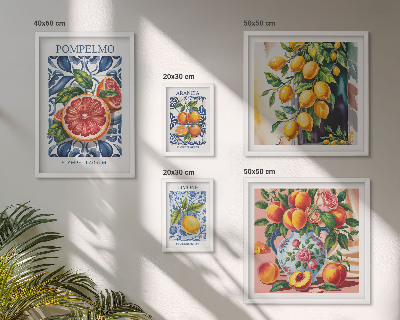 Set di 5 quadri agrumi estivi e soleggiati