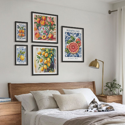 Set di 5 quadri agrumi estivi e soleggiati