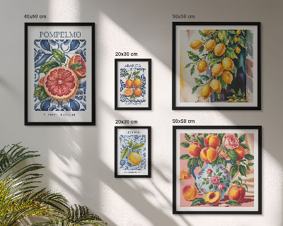 Set di 5 quadri agrumi estivi e soleggiati