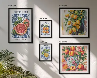 Set di 5 quadri con agrumi estivi e soleggiati