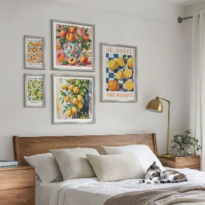 Polittico con cornice motivo agrumi retrò per cucina