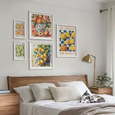 Polittico con cornice motivo agrumi retrò per cucina