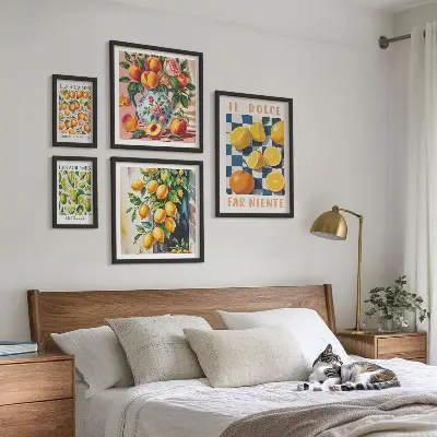 Polittico con cornice motivo agrumi retrò per cucina