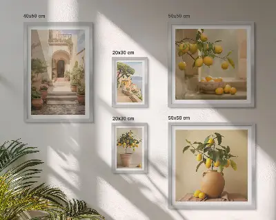 Set di 5 quadri con eleganti decorazioni agrumate