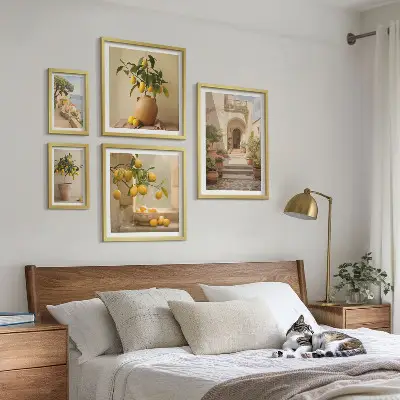Set di 5 quadri con eleganti decorazioni agrumate