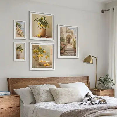 Set di 5 quadri con eleganti decorazioni agrumate