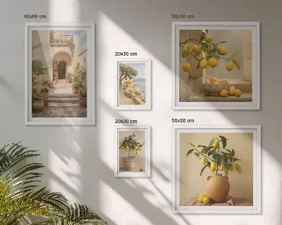 Set di 5 quadri con eleganti decorazioni agrumate