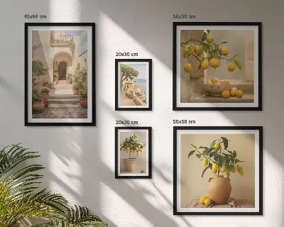 Set di 5 quadri con eleganti decorazioni agrumate