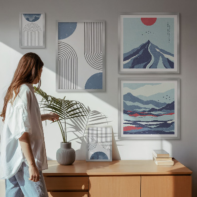 Set di quadri incorniciati Geometria astratta dei paesaggi
