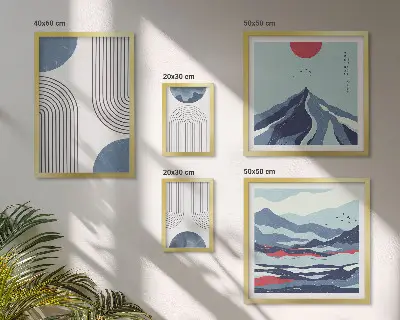Set di quadri incorniciati con stampa a geometria astratta dei paesaggi