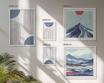 Set di quadri incorniciati con stampa a geometria astratta dei paesaggi