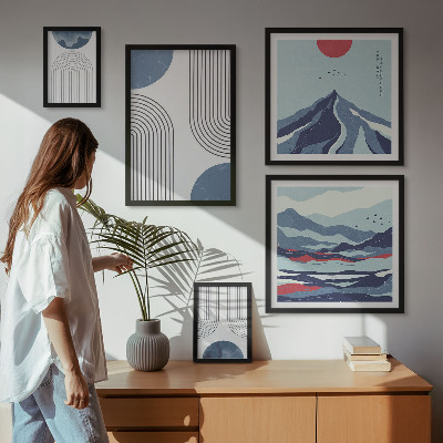 Set di quadri incorniciati Geometria astratta dei paesaggi