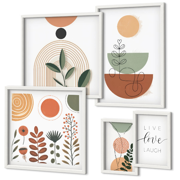 Polittico con cornice Eleganti grafiche vegetali e geometriche