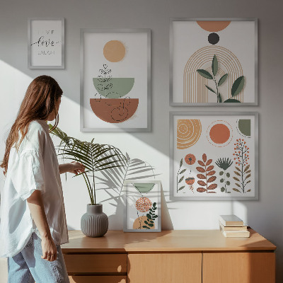 Polittico con cornice Eleganti grafiche vegetali e geometriche