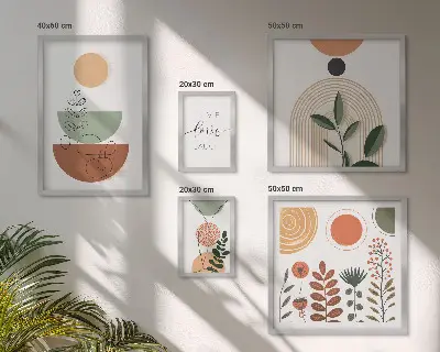 Polittico con cornice con eleganti grafiche vegetali e geometriche
