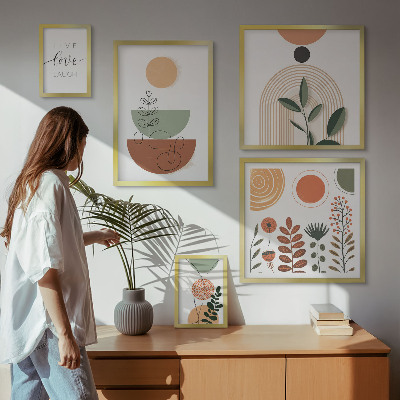 Polittico con cornice Eleganti grafiche vegetali e geometriche