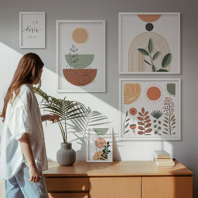 Polittico con cornice Eleganti grafiche vegetali e geometriche