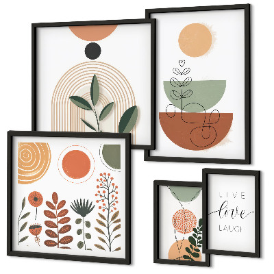Polittico con cornice Eleganti grafiche vegetali e geometriche
