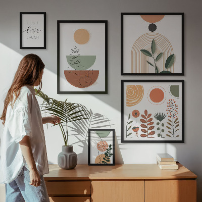 Polittico con cornice Eleganti grafiche vegetali e geometriche