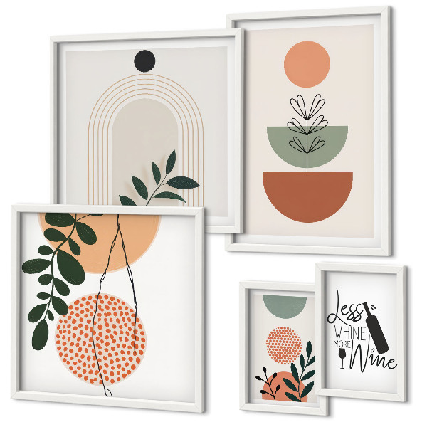 Set di 5 quadri Eleganti decorazioni per piante
