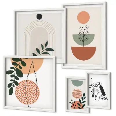 Set di 5 quadri con eleganti decorazioni floreali