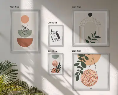 Set di 5 quadri con eleganti decorazioni floreali