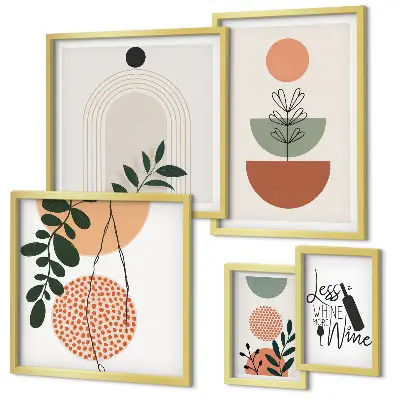 Set di 5 quadri con eleganti decorazioni floreali