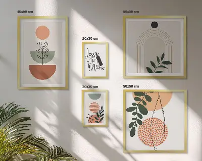 Set di 5 quadri con eleganti decorazioni floreali