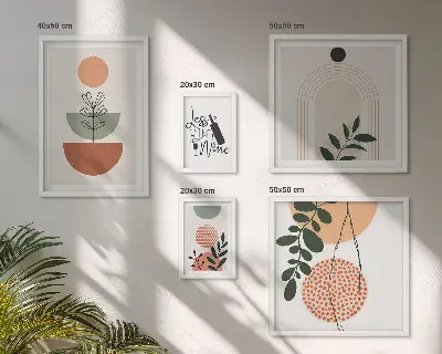 Set di 5 quadri con eleganti decorazioni floreali