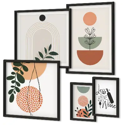 Set di 5 quadri con eleganti decorazioni floreali