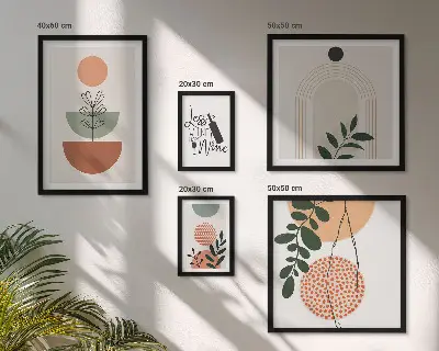 Set di 5 quadri con eleganti decorazioni floreali