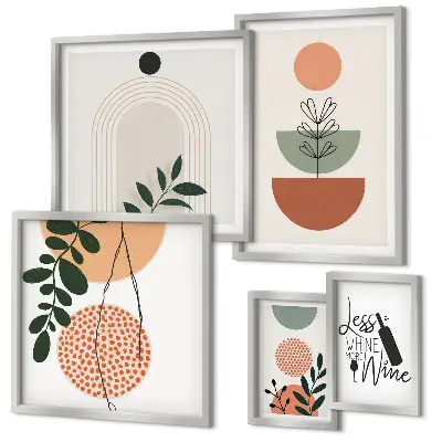 Set di 5 quadri con eleganti decorazioni floreali