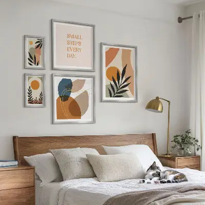 Set di quadri incorniciati con grafiche astratte di piante eleganti