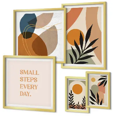 Set di quadri incorniciati con grafiche astratte di piante eleganti