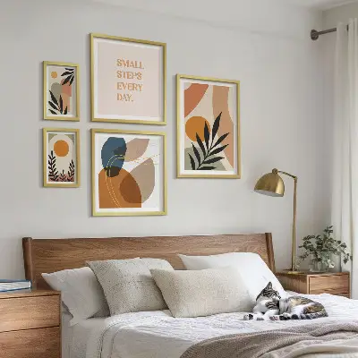 Set di quadri incorniciati con grafiche astratte di piante eleganti