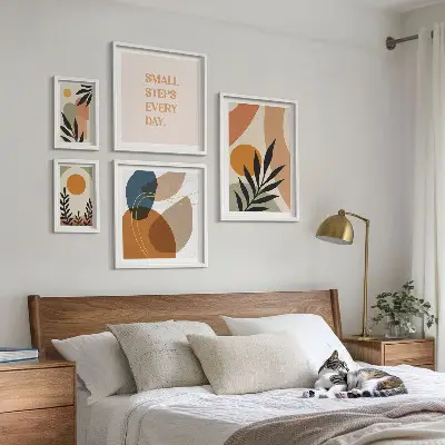 Set di quadri incorniciati con grafiche astratte di piante eleganti