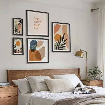 Set di quadri incorniciati con grafiche astratte di piante eleganti