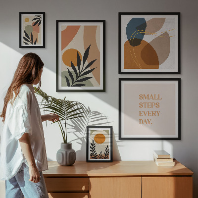 Set di quadri incorniciati Eleganti grafiche astratte di piante