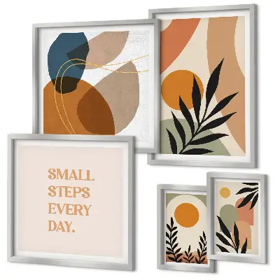 Set di quadri incorniciati con grafiche astratte di piante eleganti