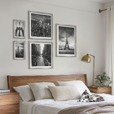 Set di 5 quadri Icone architettoniche in bianco e nero