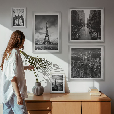 Set di 5 quadri Icone architettoniche in bianco e nero