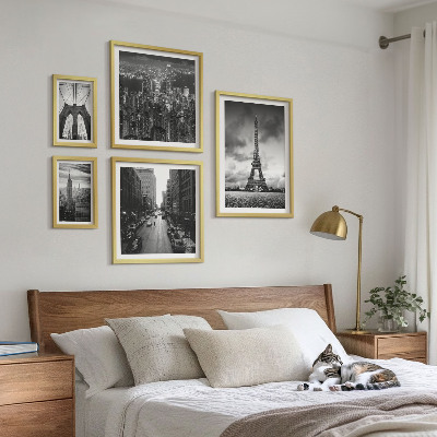 Set di 5 quadri Icone architettoniche in bianco e nero