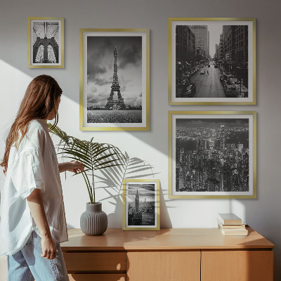 Set di 5 quadri Icone architettoniche in bianco e nero