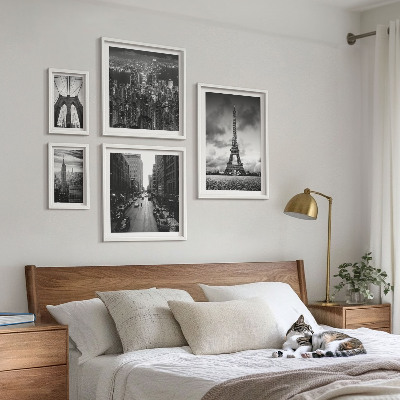 Set di 5 quadri Icone architettoniche in bianco e nero